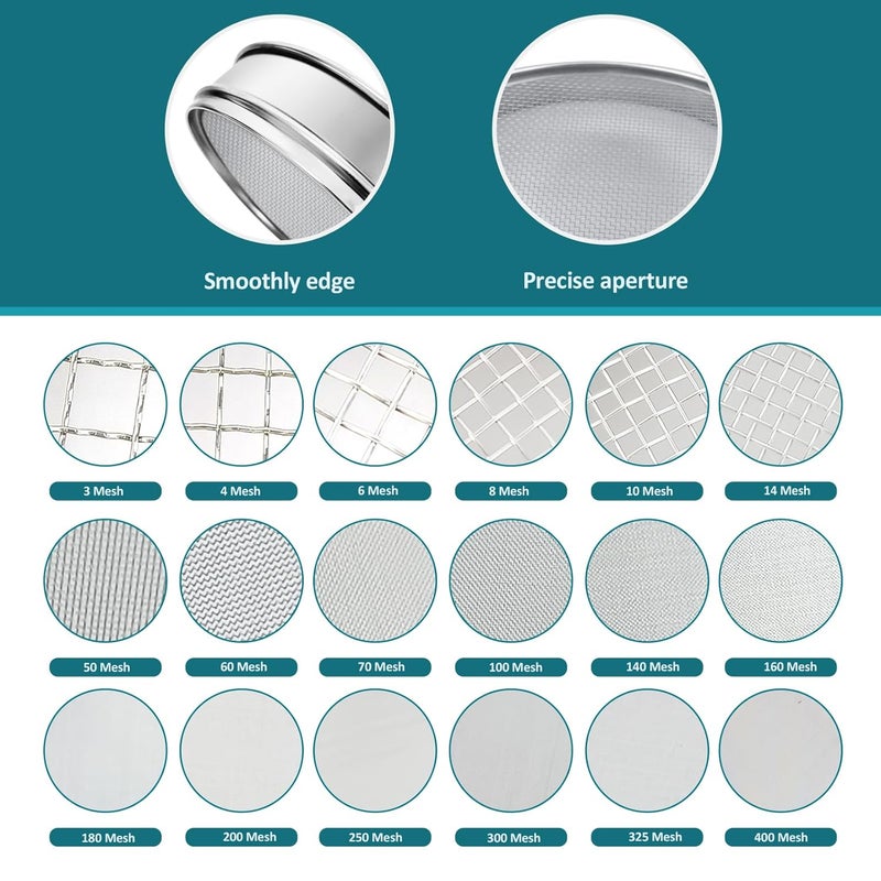 LVDALAB 304 Stainless Steel Mesh Lab Sieve, 14 Mesh(1.43mm) Aperture Test Sieve, 7.9Inch(20cm) Diameter Economy Standard Analysis Sample Test Sieves for Industrial Laboratory Homes - Image 3